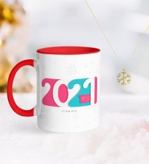 BK Gift Kişiye Özel 2023 Mutlu Yıllar Kırmızı Kupa ve Kar Tanesi Kolye-6
