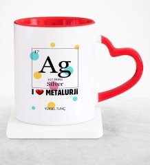 Kişiye Özel Mesleki Metalurji Mühendisi Kırmızı Kalpli Kupa Bardak