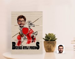 Kişiye Özel Beyaz Atlı Prens Karikatürlü Otantik Masaüstü Ahşap Palet Çerçeve-2
