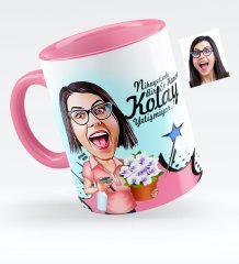 Kişiye Özel Ev Hanımı Karikatürlü Pembe Kupa Bardak - 2