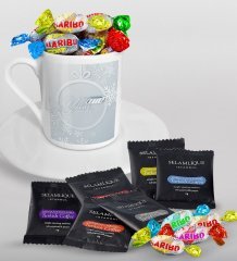 Kişiye Özel Yılbaşı Mutlu Yıllar Türk Kahvesi Fincanı Selamlique Karışık Türk Kahvesi ve Haribo Şeker Hediye Seti-14
