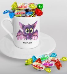 Kişiye Özel Hostes Türk Kahvesi Fincanı ve Haribo Şeker Hediye Seti-3