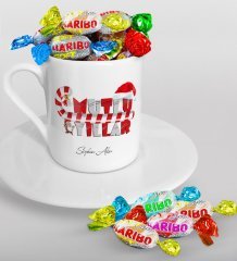 Kişiye Özel Yılbaşı Mutlu Yıllar Türk Kahvesi Fincanı ve Haribo Şeker Hediye Seti-2