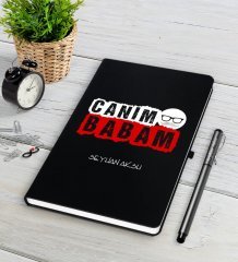 Kişiye Özel Canım Babam Siyah Defter Kalem Seti-6