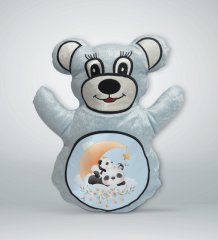 BK Gift Sevimli Sevimli Pandalar Tasarımlı Mavi Ayıcık Yastık-5
