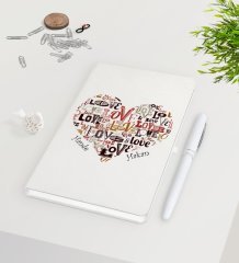 Kişiye Özel Sevgililer Günü Beyaz Defter Kalem Seti-118