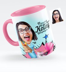 Kişiye Özel Ev Hanımı Karikatürlü Pembe Kupa Bardak - 1