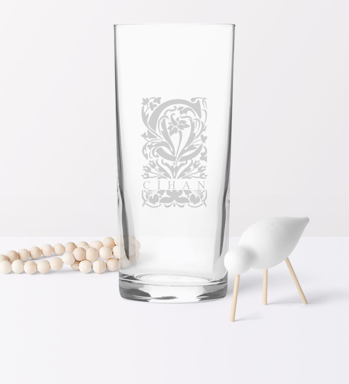 Kişiye Özel C Baş Harfli ve İsimli Rakı Bardağı (Model 2)