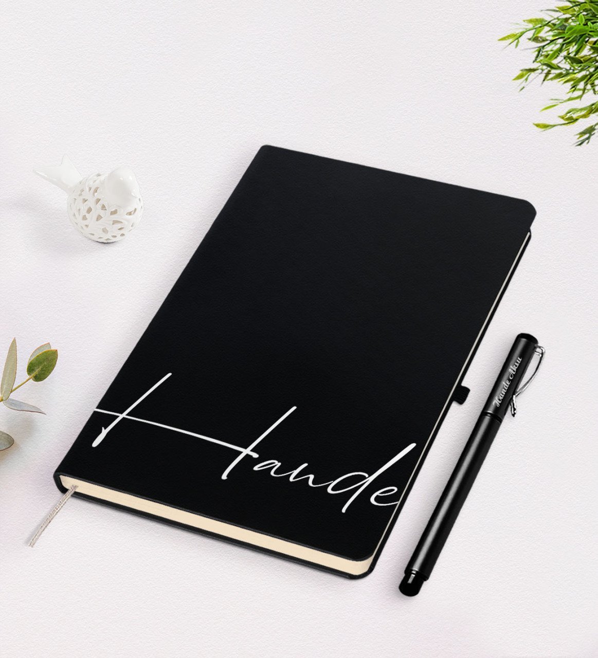 Kişiye Özel El Yazılı Siyah Defter Kalem Seti-2