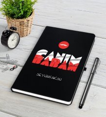 Kişiye Özel Canım Babam Siyah Defter Kalem Seti-5