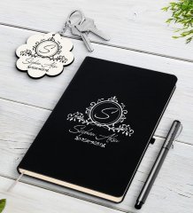 Kişiye Özel İsimli Siyah Defter Kalem Ve Anahtarlık Hediye Seti-11