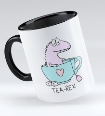 Bk Gift Tea Rex Tasarımlı Siyah Kupa Bardak - Model 1
