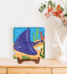 BK Toys Çocuklar İçin 2 si 1 arada Eğitici-Öğretici Ahşap 4 Parça Yapboz Puzzle Çerçeve Model 34