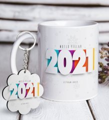 BK Gift Kişiye Özel 2023 Mutlu Yıllar Beyaz Kupa ve Anahtarlık Hediye Seti-5