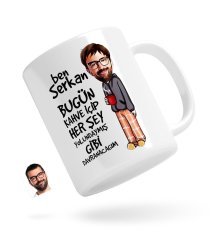 Kişiye Özel Erkek Her Şey Yolundaymış Gibi Karikatürlü Beyaz Kupa Bardak-1