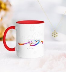 BK Gift Kişiye Özel 2023 Mutlu Yıllar Kırmızı Kupa ve Kar Tanesi Kolye-4