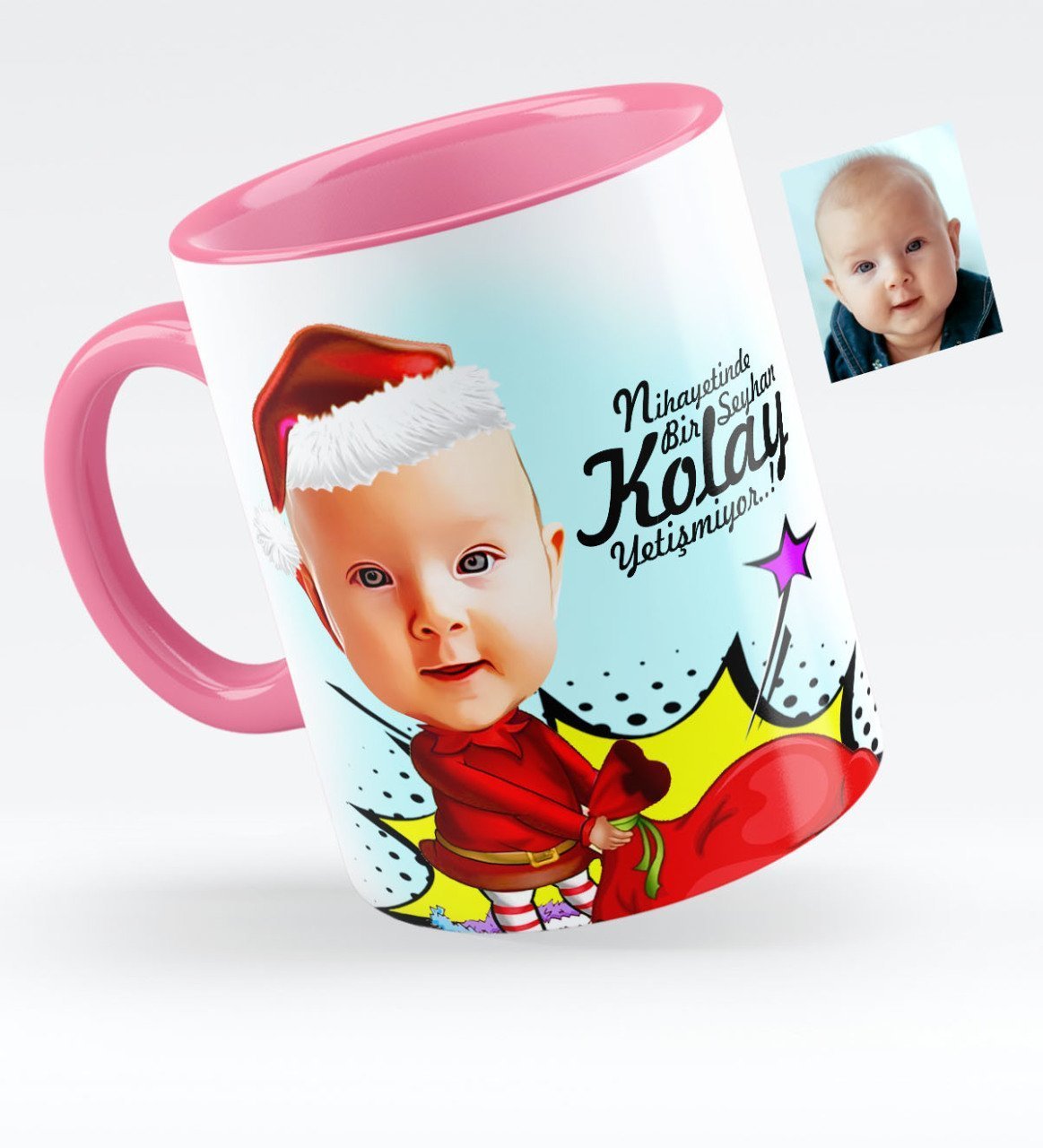 Kişiye Özel Bebek Karikatürlü Pembe Kupa Bardak - 5