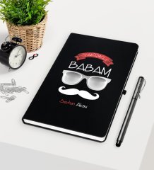 Kişiye Özel Yakışıklı Babam Siyah Defter Kalem Seti-5