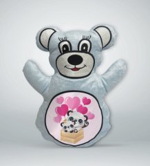 BK Gift Sevimli Sevimli Pandalar Tasarımlı Mavi Ayıcık Yastık-3