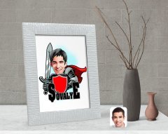 Kişiye Özel Şövalye Karikatürlü Dekoratif Çerçeve-2