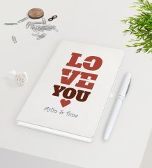 Kişiye Özel Sevgililer Günü Beyaz Defter Kalem Seti-116