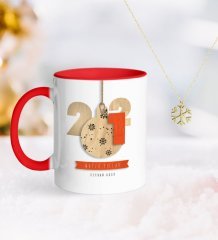 BK Gift Kişiye Özel 2023 Mutlu Yıllar Kırmızı Kupa ve Kar Tanesi Kolye-3