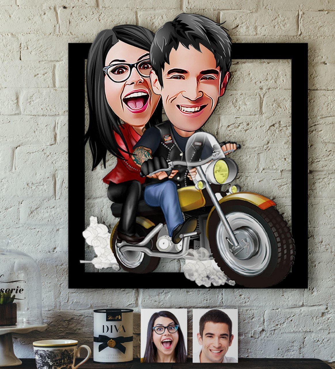 Kişiye Özel Sevgililer Karikatürlü 3D Ahşap Tablo-17