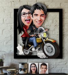 Kişiye Özel Sevgililer Karikatürlü 3D Ahşap Tablo-17