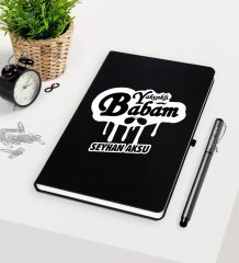 Kişiye Özel Yakışıklı Babam Siyah Defter Kalem Seti-2