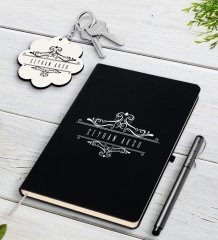 Kişiye Özel İsimli Siyah Defter Kalem Ve Anahtarlık Hediye Seti-8