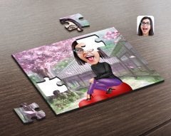 Kişiye Özel Kadın Karikatürlü Ahşap Puzzle-2