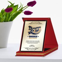 Kişiye Özel Kırmızı Plaket (Babalar Günü Temalı)  9