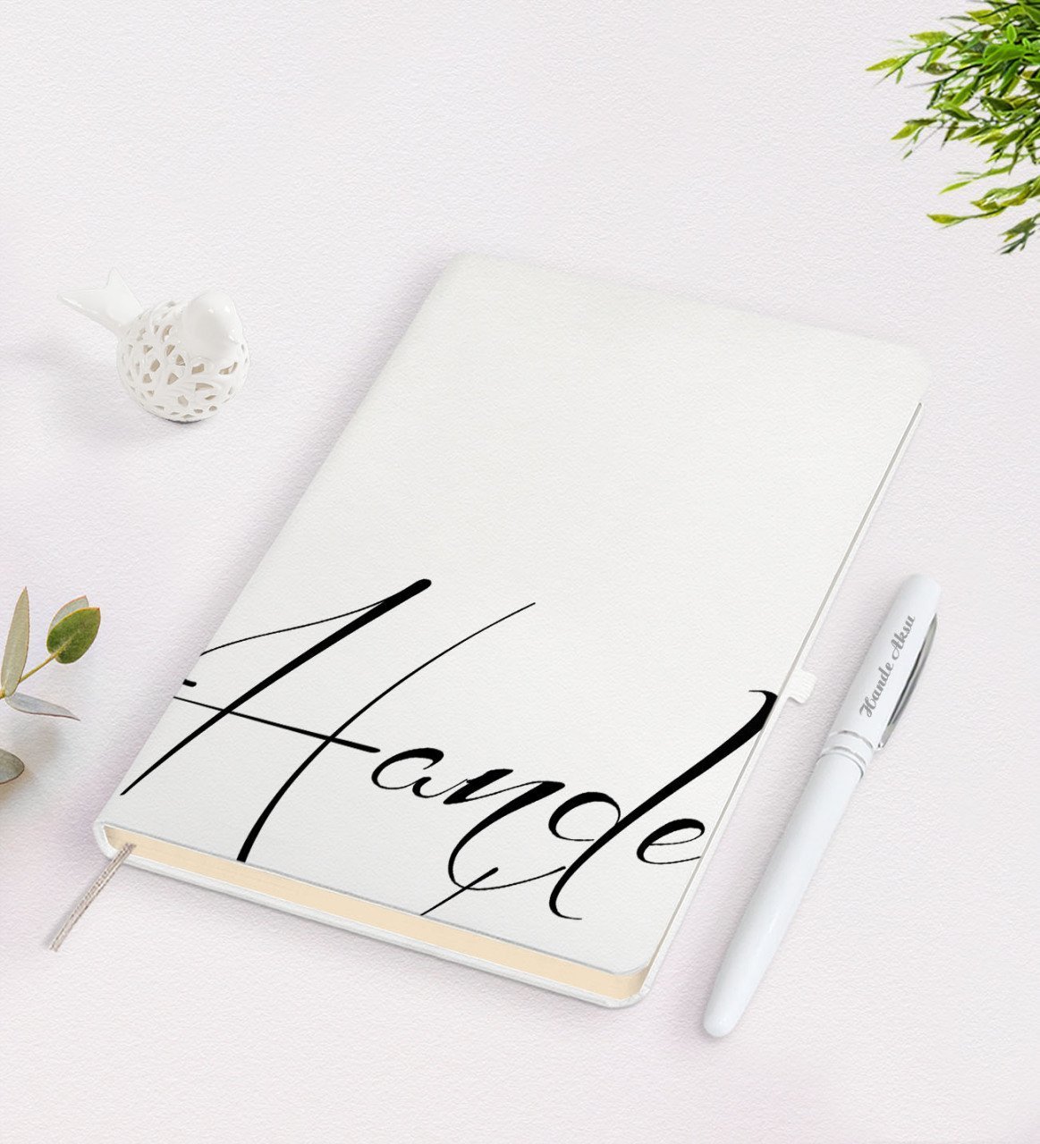 Kişiye Özel El Yazılı Beyaz Defter Kalem Seti-5