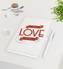 Kişiye Özel Sevgililer Günü Beyaz Defter Kalem Seti-115