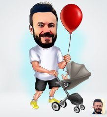 Kişiye Özel Aile Babası Tasarımlı Dijital Karikatür-2