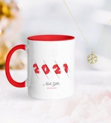 BK Gift Kişiye Özel 2023 Mutlu Yıllar Kırmızı Kupa ve Kar Tanesi Kolye-2