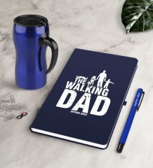 Kişiye Özel The Walking Dad Lacivert Defter Kalem Termos Mug Seti