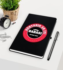 Kişiye Özel Dünyanın En İyi Babası Siyah Defter Kalem Seti-7