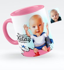 Kişiye Özel Bebek Karikatürlü Pembe Kupa Bardak - 2
