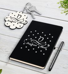 Kişiye Özel İsimli Siyah Defter Kalem Ve Anahtarlık Hediye Seti-4