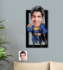 BK Gift Kişiye Özel Erkek Süper Kahraman Karikatürlü 3D Ahşap Tablo-7