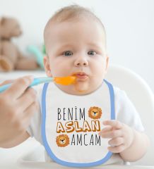 BK Kids Aslan Amcam Tasarımlı Mavi Bebek Mama Önlüğü-1