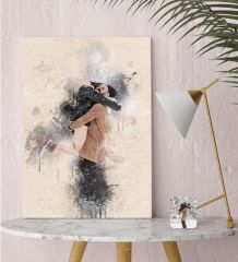 BK Gift Kişiye Özel Suluboya Kanvas Tablo 30x50cm, Suluboya Portresi, Duvar Dekoru, Arkadaşa Hediye, Sevgiliye Hediye, Ev ve Ofis Hediyesi-3