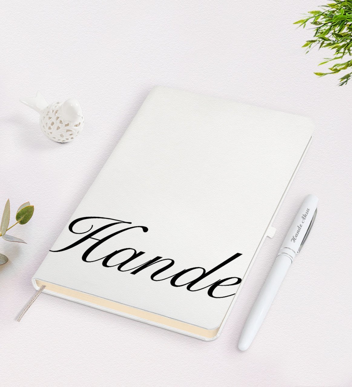 Kişiye Özel El Yazılı Beyaz Defter Kalem Seti-3
