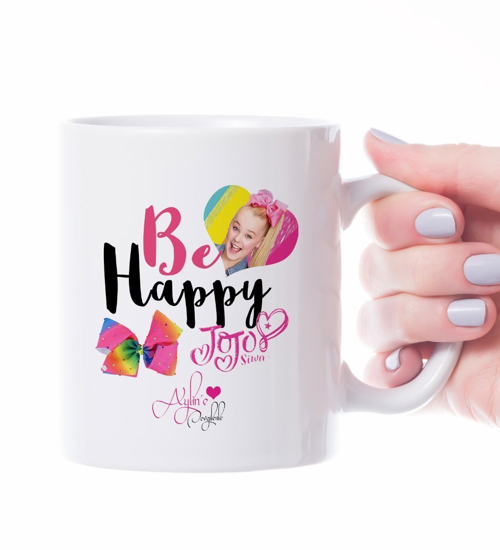 Kişiye Özel İsimli Jojo Siwa Be Happy Beyaz Kupa Bardak