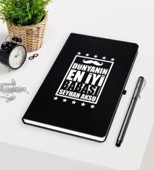 Kişiye Özel Dünyanın En İyi Babası Siyah Defter Kalem Seti-5