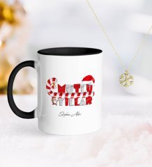 Kişiye Özel Yılbaşı Mutlu Yıllar Siyah Kupa ve Kar Tanesi Kolye-2
