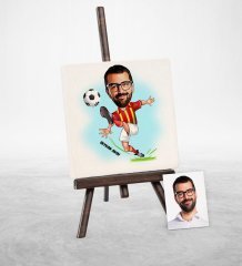 Kişiye Özel Futbol Sarı Kırmızı Karikatür Şovaleli Doğal Taş - 1