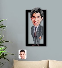 BK Gift Kişiye Özel Erkek Ceo Karikatürlü 3D Ahşap Tablo-7