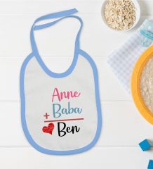 BK Kids Anne Baba Tasarımlı Mavi Bebek Mama Önlüğü-1